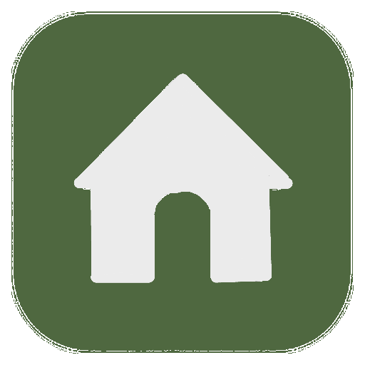 footer icon of a small house on a green background.