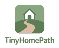 TinyHomePath logo featuring a small house and winding path in green tones