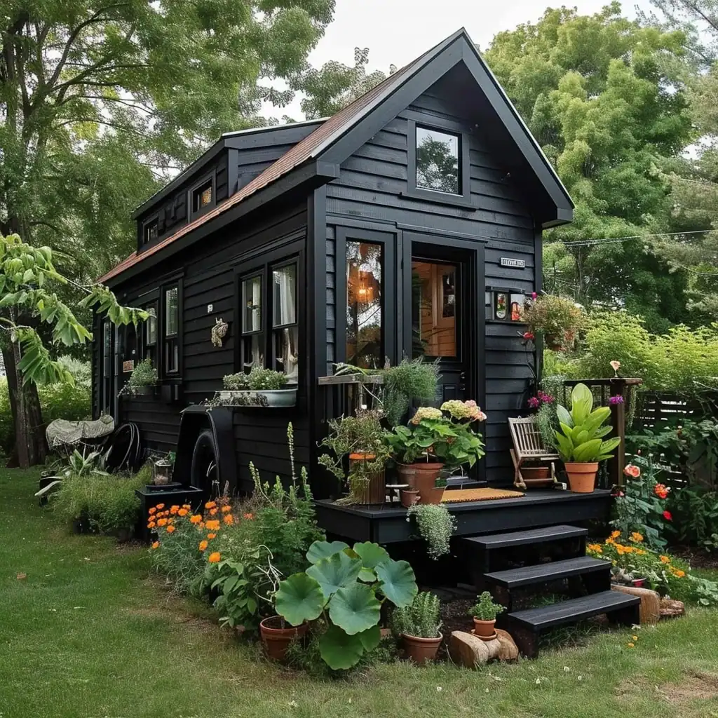 Modern Tiny Home with Outdoor Dining Space best tiny home builders with minimalist deck and modern roof