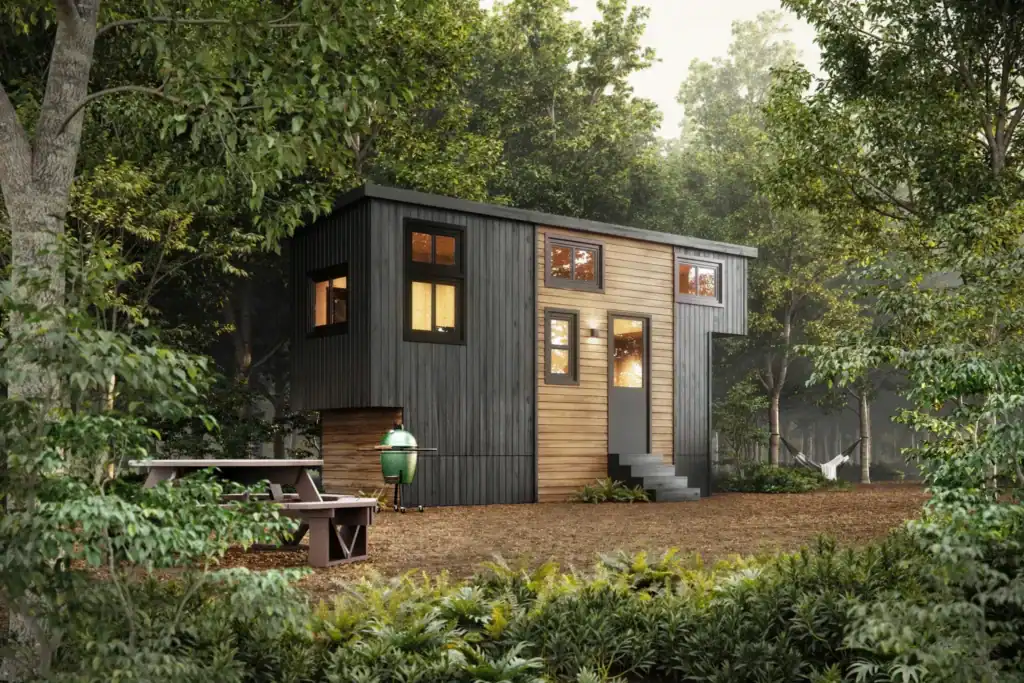 Elevated tiny home in a forest built by small home contractors