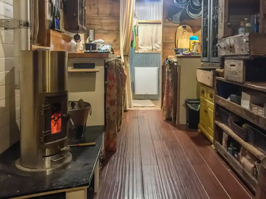 Wood stove used to show how to heat a tiny home in winter efficiently